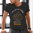Camping Alone Meme Campfire Introvert Camper Men's V-Neck T-Shirt Camping Alone Meme Campfire Introvert Camper Men's V-Neck T-Shirt