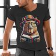 Capybara Bookworm Rodent Reading a Book Men's V-Neck T-Shirt Capybara Bookworm Rodent Reading a Book Men's V-Neck T-Shirt