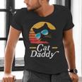 Cat Daddy Vintage 80s Style Cat Retro Sunglasses Distressed Men's V-Neck T-Shirt