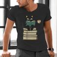 Cat Reading Book Men's V-Neck T-Shirt Cat Reading Book Men's V-Neck T-Shirt