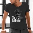 The Catfather Fathersday Best Birthday Cat Dad Men's V-Neck T-Shirt