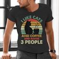Cats Coffee & 3 People Tee Cute Font Introvert Humor Men's V-Neck T-Shirt