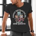 Cats Side Quest Distracted Tabletop Men Women Kids Dad Men's V-Neck T-Shirt