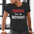 Caution I'm An Introvert Sarcastic Geek Video Gamer Jokes Men's V-Neck T-Shirt