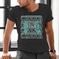 Cheer Dad Daddy Bow Sport Cheerleader Cheerleading Teal Blue Men's V-Neck T-Shirt