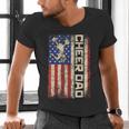 Cheerleader Dad Cheer Dad American US Flag Father Team Men's V-Neck T-Shirt