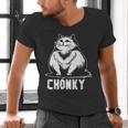 Chonk Fat And Hairy Cat Cats Kittens Dad Graphic Mom Funny Men's V-Neck T-Shirt