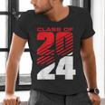 Class Of 2024 High School Senior Graduation Red Sports Style Men's V-Neck T-Shirt