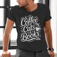 Coffee Cats & Books Reading Book Lover Reader Men's V-Neck T-Shirt Coffee Cats & Books Reading Book Lover Reader Men's V-Neck T-Shirt