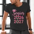 Coquette Pink Bow Flowers Senior 2026 2027 Graduation Men's V-Neck T-Shirt