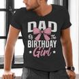 Coquette Pink Bow Men Dad Of The Birthday Girl Men's V-Neck T-Shirt Coquette Pink Bow Men Dad Of The Birthday Girl Men's V-Neck T-Shirt
