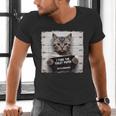 Cute Cat Mugshot Humorous Cat For Cats Lover Cat Mom Cat Dad Men's V-Neck T-Shirt