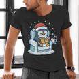 Cute Christmas Penguin Reading Book Cozy Winter Holiday Art Men's V-Neck T-Shirt