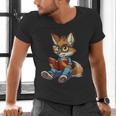 Cute Coyote With Book I Kids Coyote Men's V-Neck T-Shirt Cute Coyote With Book I Kids Coyote Men's V-Neck T-Shirt