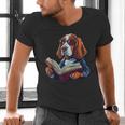 Cute Dog Basset Hound Reading Book Men's V-Neck T-Shirt Cute Dog Basset Hound Reading Book Men's V-Neck T-Shirt