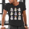 Cute Ghost Reading Books Teacher Halloween Reading Men Women Kids Men's V-Neck T-Shirt