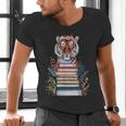 Cute Tiger With Book Floral Bookworm Librarian Book Lover Men's V-Neck T-Shirt Cute Tiger With Book Floral Bookworm Librarian Book Lover Men's V-Neck T-Shirt