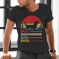 Dachshund Long Haired Best Dad Ever Dog Vintage Retro Men's V-Neck T-Shirt