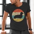 Dachshund Long Haired Dog Vintage Mom Dad Retro Men's V-Neck T-Shirt