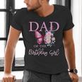 Dad 1st First Birthday Matching Family Butterfly Floral Men's V-Neck T-Shirt