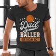 Dad Of The Baller Birthday Boy Basketball Themed Party Men's V-Neck T-Shirt Dad Of The Baller Birthday Boy Basketball Themed Party Men's V-Neck T-Shirt