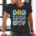 Dad Of The Birthday Boy Blue Dog Family Matching Men's V-Neck T-Shirt