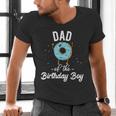 Dad Of The Birthday Boy Donut Theme Party Blue Father Men's V-Neck T-Shirt