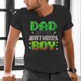 Dad Of The Birthday Boy Family Gaming Pixel Birthday Party Men's V-Neck T-Shirt
