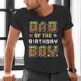 Dad Of The Birthday Boy Gamer Pixel Birthday Party Matching Men's V-Neck T-Shirt