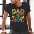 Dad Of The Birthday Boy Master Builder Kids Building Blocks Men's V-Neck T-Shirt