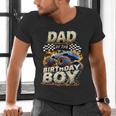 Dad Of The Birthday Boy Monster Truck Family Matching Party Men's V-Neck T-Shirt