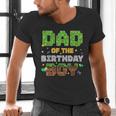 Dad Of The Birthday Boy Pixel Gamer Party Matching Family Men's V-Neck T-Shirt