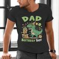 Dad Of The Birthday BoyRex Dinosaur Family Party Men's V-Neck T-Shirt