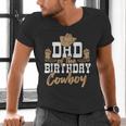 Dad Of The Birthday Cowboy Themed Birthday Boy Rodeo Cowboy Men's V-Neck T-Shirt