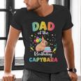 Dad Of The Birthday Girl Capybara Bday Party Family Men's V-Neck T-Shirt