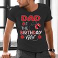Dad Of The Birthday Girl Family Ladybug Birthday Men's V-Neck T-Shirt Dad Of The Birthday Girl Family Ladybug Birthday Men's V-Neck T-Shirt