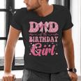 Dad Of The Birthday Girl Family Pink Coquette Bow Men's V-Neck T-Shirt