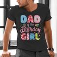 Dad Of The Birthday Girl Family Summer Beach Birthday Party Men's V-Neck T-Shirt