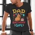 Dad Of The Birthday Girl Kids Cute Capybara Bday Family Men's V-Neck T-Shirt