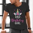 Dad Of The Birthday Girl Matching Family Unicorn Party Men's V-Neck T-Shirt