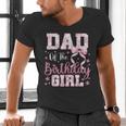 Dad Of The Birthday Girl Pink Bow Flower Birthday Girl Men's V-Neck T-Shirt