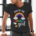 Dad Of The Birthday Girl Rainbow B-Day Matching Family Men's V-Neck T-Shirt Dad Of The Birthday Girl Rainbow B-Day Matching Family Men's V-Neck T-Shirt
