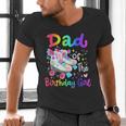 Dad Of The Birthday Girl Skater Roller Skate Family Party Men's V-Neck T-Shirt