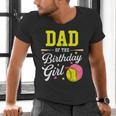 Dad Of The Birthday Girl Softball Player Theme B-Day Daddy Men's V-Neck T-Shirt