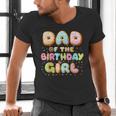 Dad Of The Birthday Girl Sweet Donut Birthday Family Men's V-Neck T-Shirt