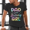 Dad Of The Birthday Girl Tie Dye Girl Bday Party Men's V-Neck T-Shirt