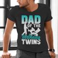 Dad Of The Birthday Twins Celebrate Cute Twin Father Daddy Men's V-Neck T-Shirt Dad Of The Birthday Twins Celebrate Cute Twin Father Daddy Men's V-Neck T-Shirt