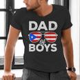Dad Of Boys Fathers Day Retro Puerto Rico Flag Boricua Dad Men's V-Neck T-Shirt