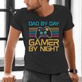 Dad By Day Gamer By Night Video Games Lover Gamer Dad Men's V-Neck T-Shirt