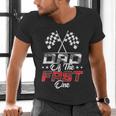 Dad Of The Fast One First Birthday Racing Car Family Men's V-Neck T-Shirt